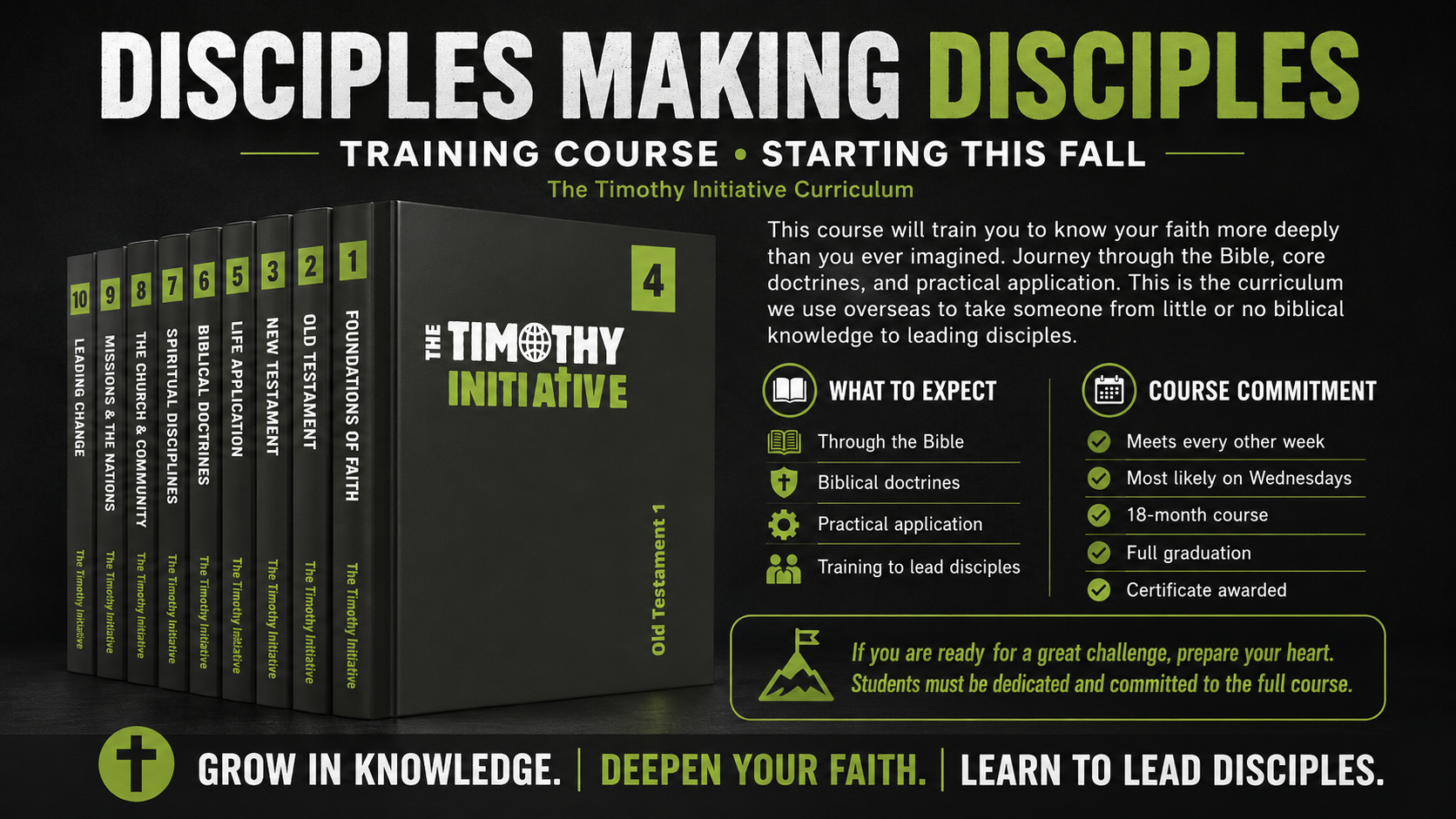 Disciples Making Disciples — The Timothy Initiative Training Course starting this fall. Grow in knowledge, deepen your faith, learn to lead disciples.
